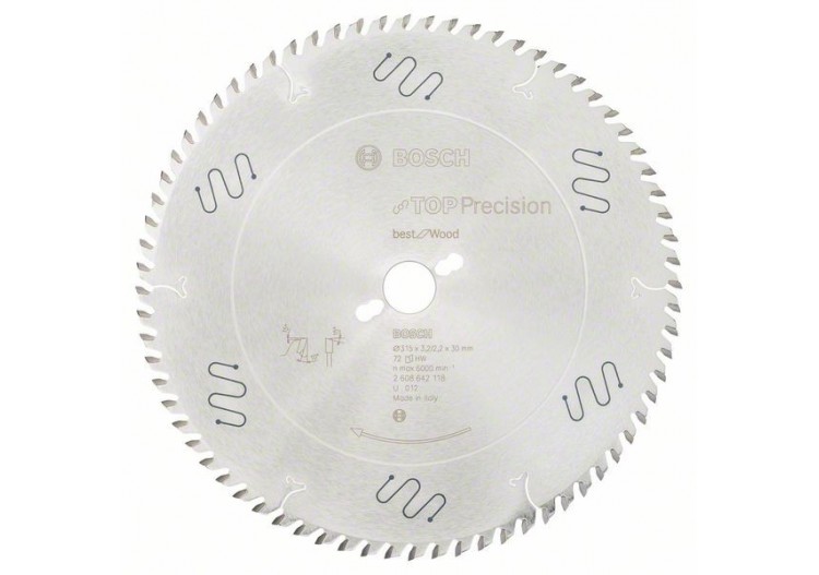 Lame de scie circulaire Top Precision Best for Wood 315 x 30 x 3,2 mm, 72 - 2608642118 - Bosch
