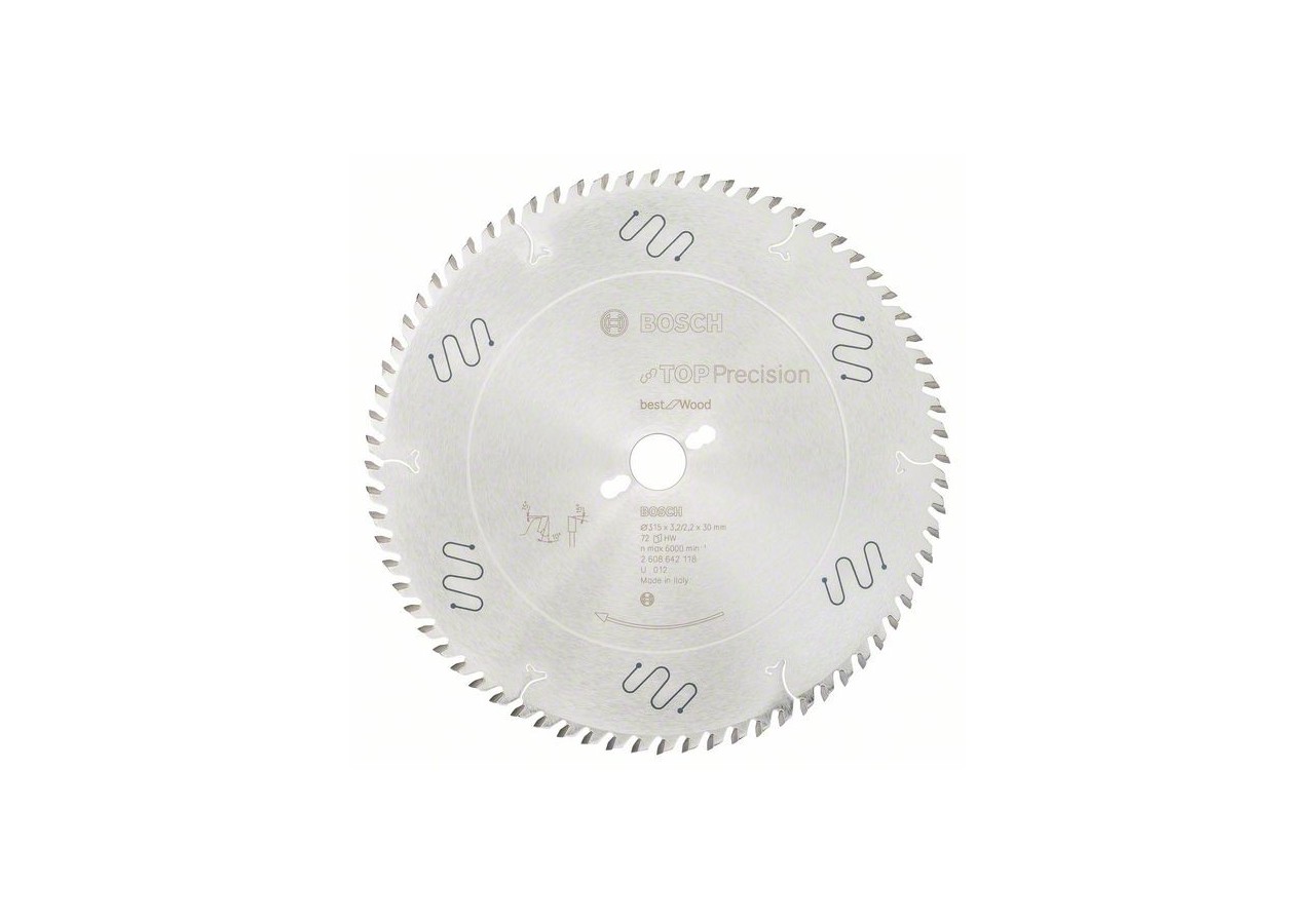 Lame de scie circulaire Top Precision Best for Wood 315 x 30 x 3,2 mm, 72 - 2608642118 - Bosch