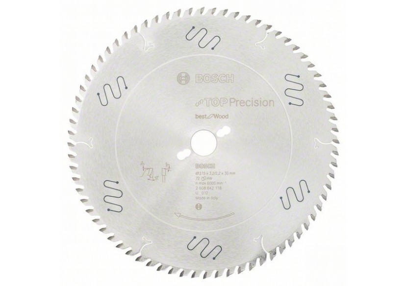 Lame de scie circulaire Top Precision Best for Wood 315 x 30 x 3,2 mm, 72 - 2608642118 - Bosch Lame de scie circulaire Top Precision Best for Wood 315 x 30 x 3,2 mm, 72 - 2608642118 - Bosch