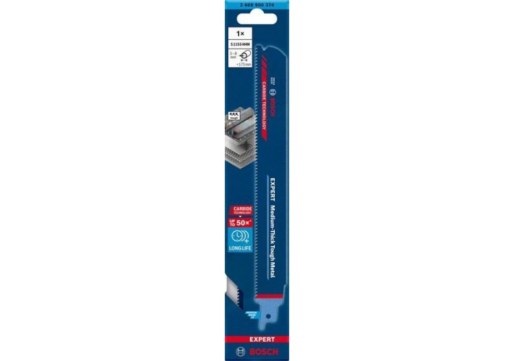 Lame de scie sabre Expert 'Medium-Thick Tough Metal' S 1155 HHM 1 pce - 2608900374 - Bosch