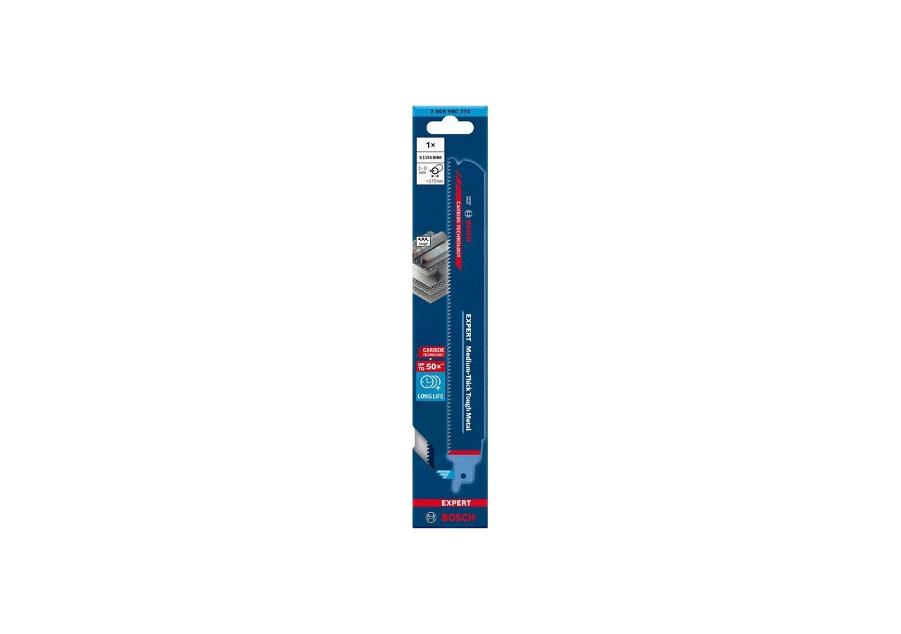 Lame de scie sabre Expert 'Medium-Thick Tough Metal' S 1155 HHM 1 pce - 2608900374 - Bosch