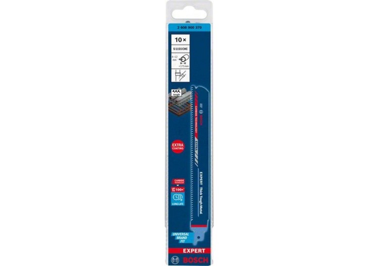 Lame de scie sabre Expert 'Thick Tough Metal' S 1155 CHC, 10 pces - 2608900370 - Bosch