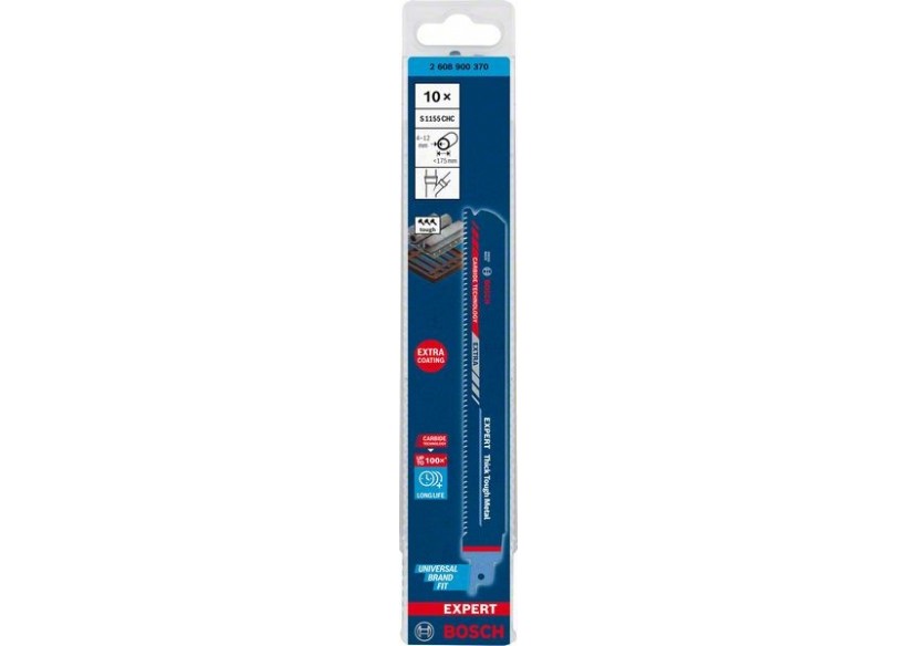Lame de scie sabre Expert 'Thick Tough Metal' S 1155 CHC, 10 pces - 2608900370 - Bosch Lame de scie sabre Expert 'Thick Tough Metal' S 1155 CHC, 10 pces - 2608900370 - Bosch