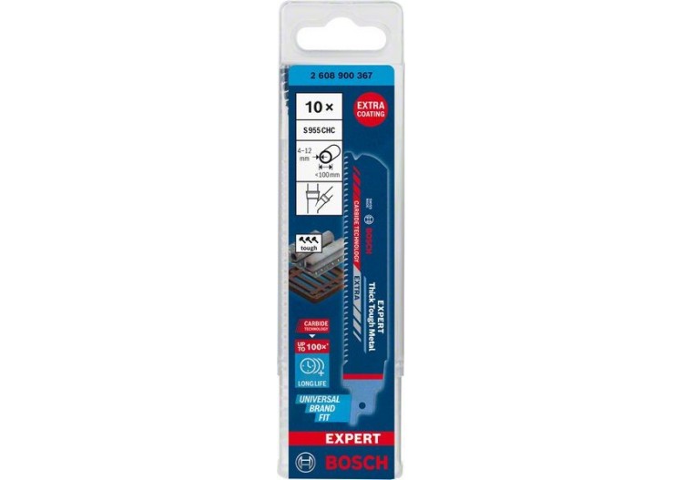 Lame de scie sabre Expert 'Thick Tough Metal' S 955 CHC, 10 pces - 2608900367 - Bosch