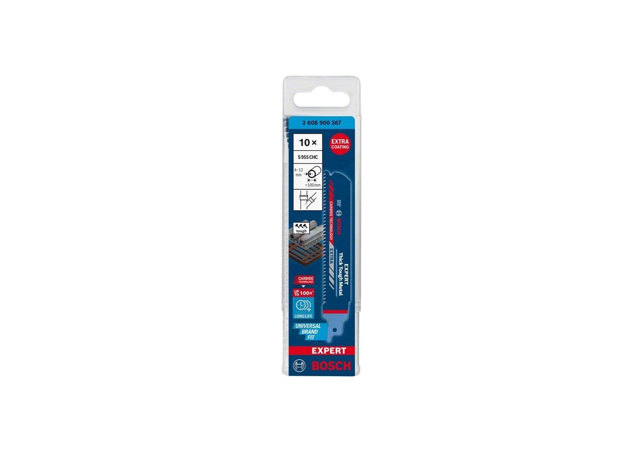 Lame de scie sabre Expert 'Thick Tough Metal' S 955 CHC, 10 pces - 2608900367 - Bosch