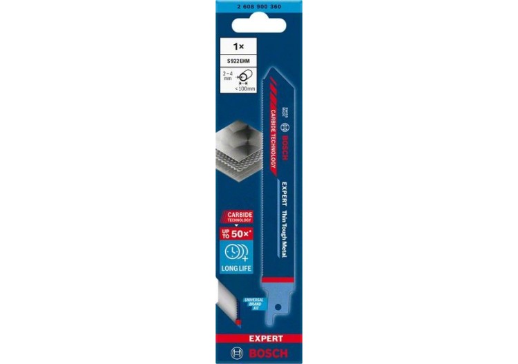 Lame de scie sabre Expert 'Thin Tough Metal' S 922 EHM, 1 pce - 2608900360 - Bosch