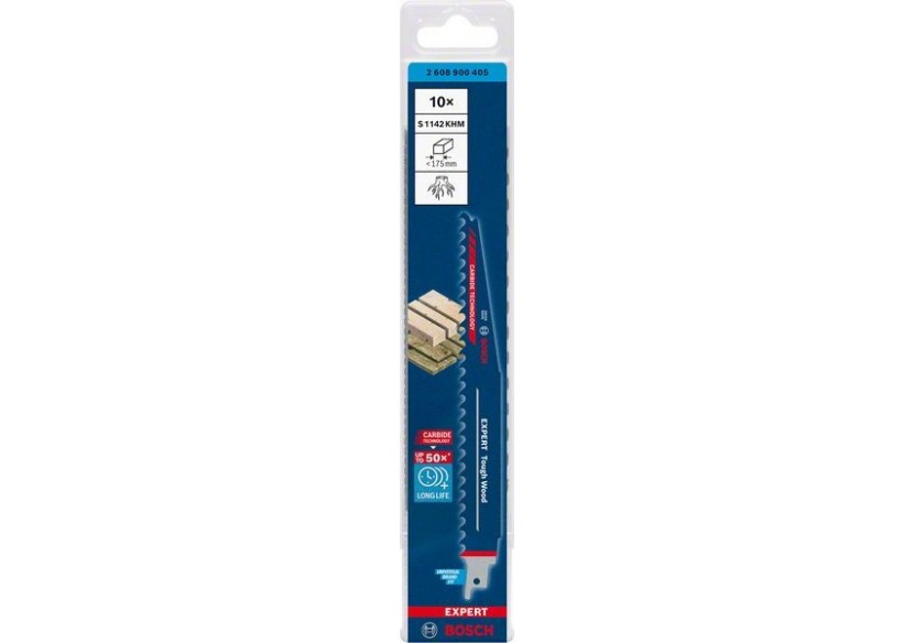 Lame de scie sabre Expert 'Tough Wood' S 1142 KHM 10 pces - 2608900405 - Bosch Lame de scie sabre Expert 'Tough Wood' S 1142 KHM 10 pces - 2608900405 - Bosch