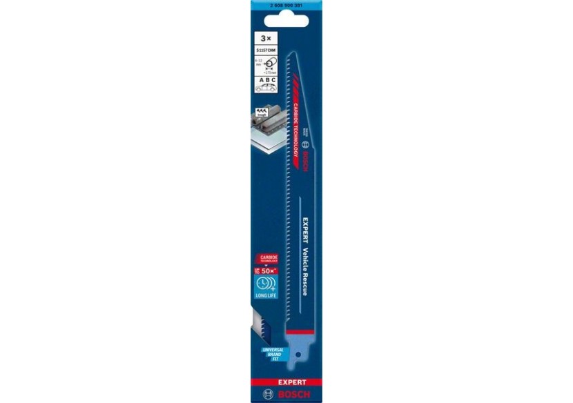 Lame de scie sabre Expert 'Vehicle Rescue' S 1157 CHM 3 pces - 2608900381 - Bosch Lame de scie sabre Expert 'Vehicle Rescue' S 1157 CHM 3 pces - 2608900381 - Bosch