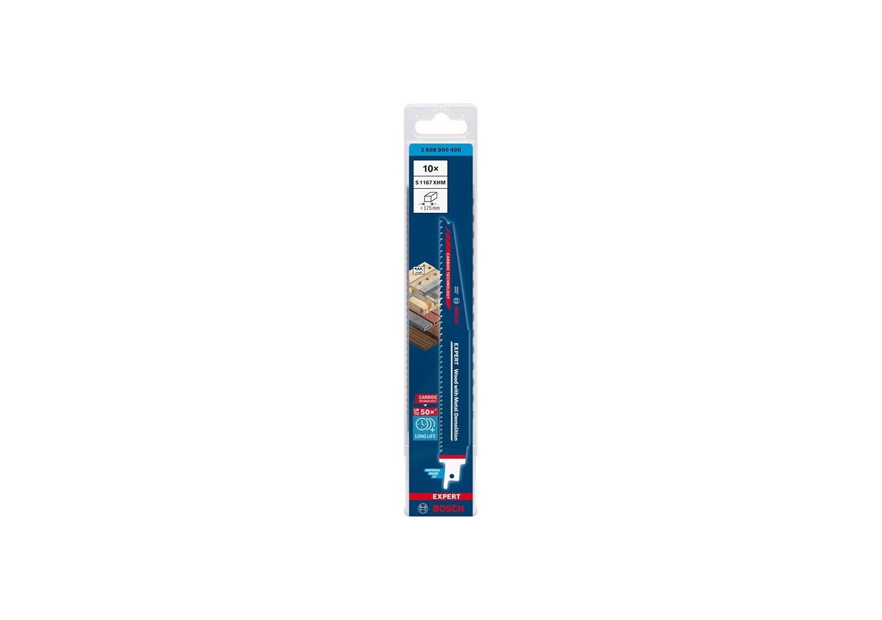 Lame de scie sabre Expert 'Wood with Metal Demolition' S 1167 XHM 10 pces - 2608900400 - Bosch