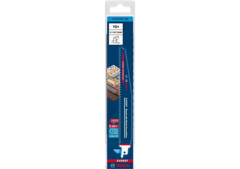 Lame de scie sabre Expert 'Wood with Metal Demolition' S 1167 XHM 10 pces - 2608900400 - Bosch Lame de scie sabre Expert 'Wood with Metal Demolition' S 1167 XHM 10 pces - 2608900400 - Bosch