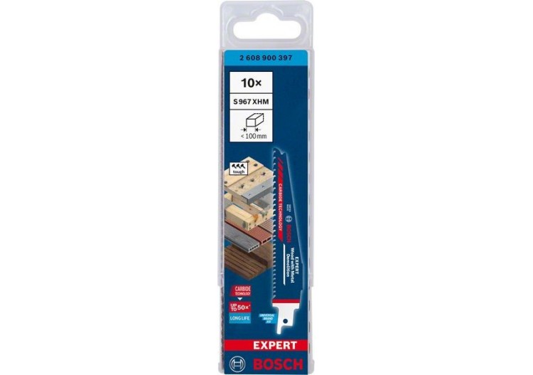 Lame de scie sabre Expert 'Wood with Metal Demolition' S 967 XHM 10 pces - 2608900397 - Bosch