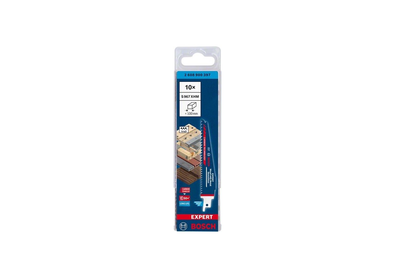 Lame de scie sabre Expert 'Wood with Metal Demolition' S 967 XHM 10 pces - 2608900397 - Bosch