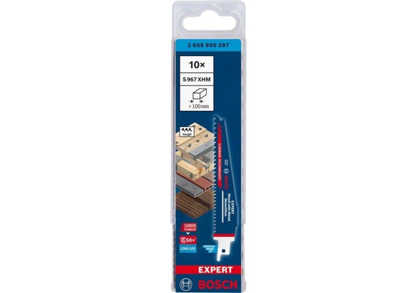 Lame de scie sabre Expert 'Wood with Metal Demolition' S 967 XHM 10 pces - 2608900397 - Bosch Lame de scie sabre Expert 'Wood with Metal Demolition' S 967 XHM 10 pces - 2608900397 - Bosch