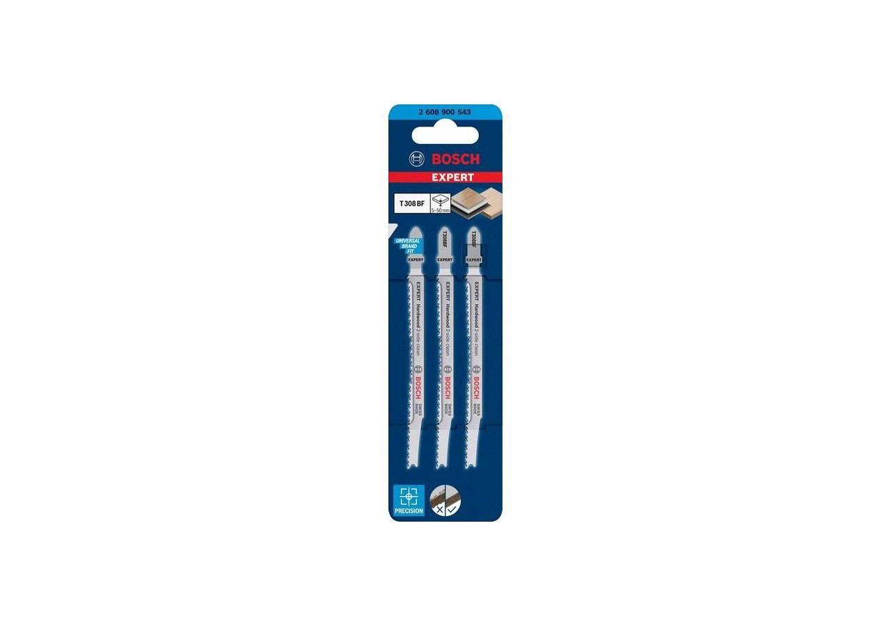 Lame de scie sauteuse Expert 'Hardwood 2-side clean' T 308 BF, 3 pces - 2608900543 - Bosch