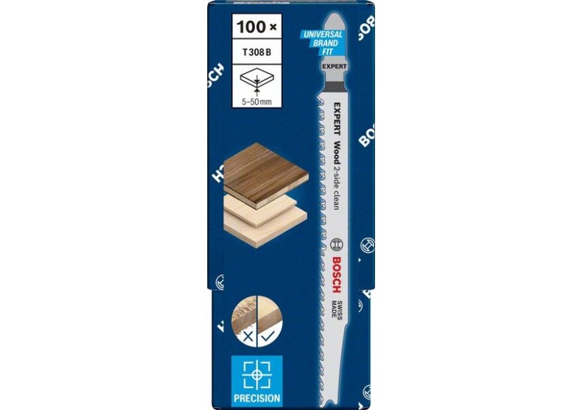 Lame de scie sauteuse Expert 'Wood 2-side clean' T 308 B, 100 pces - 2608900553 - Bosch Lame de scie sauteuse Expert 'Wood 2-side clean' T 308 B, 100 pces - 2608900553 - Bosch