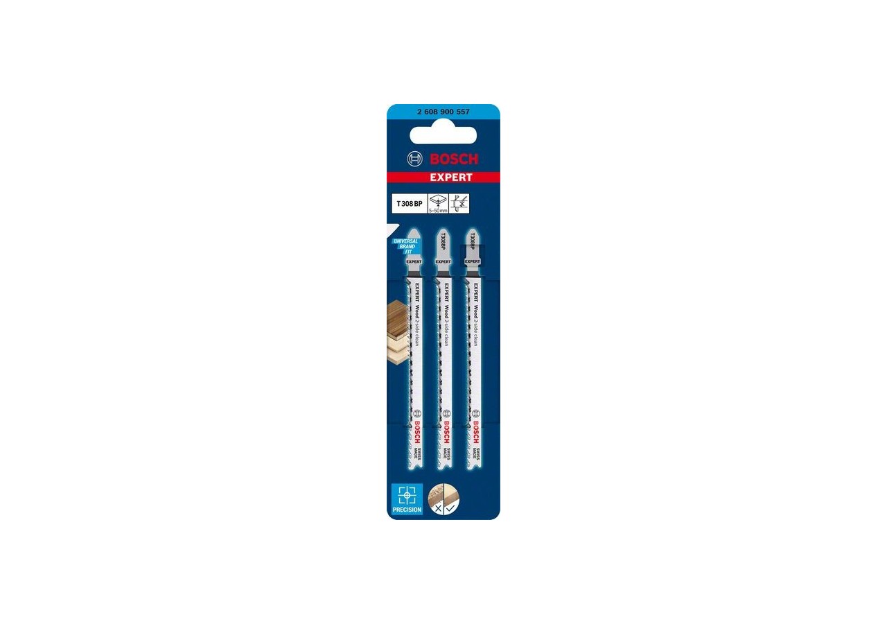 Lame de scie sauteuse Expert 'Wood 2-side clean' T 308 BP, 3 pces - 2608900557 - Bosch