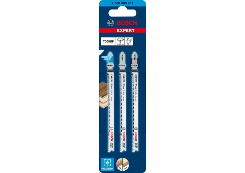 Lame de scie sauteuse Expert 'Wood 2-side clean' T 308 BP, 3 pces - 2608900557 - Bosch Lame de scie sauteuse Expert 'Wood 2-side clean' T 308 BP, 3 pces - 2608900557 - Bosch