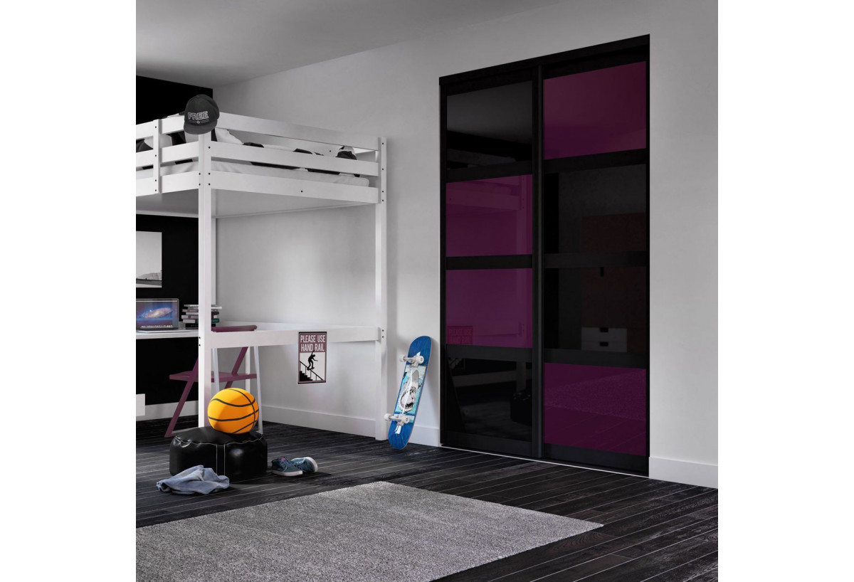 Façade de placard coulissante 2 portes Rio de Janeiro verre laqué - Kazed : Confort'Mat