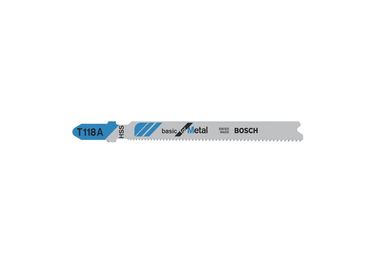 5 Lames scie sauteuse HSS Métal 92mm  Pas : 1,1-1,5mm T118A - 2608631013 - Bosch