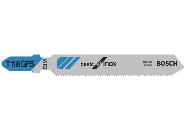 5 Lames scie sauteuse BIM Inox 83mm  Pas : 0,8mm T118GFS - 2608636496 - Bosch