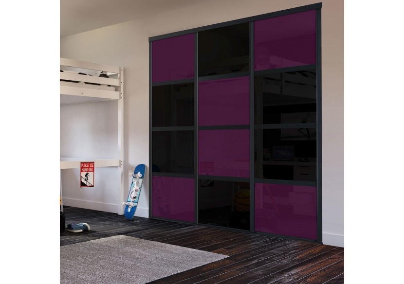 Façade de placard coulissante 3 portes Rio de Janeiro verre laqué - Kazed : Confort'Mat