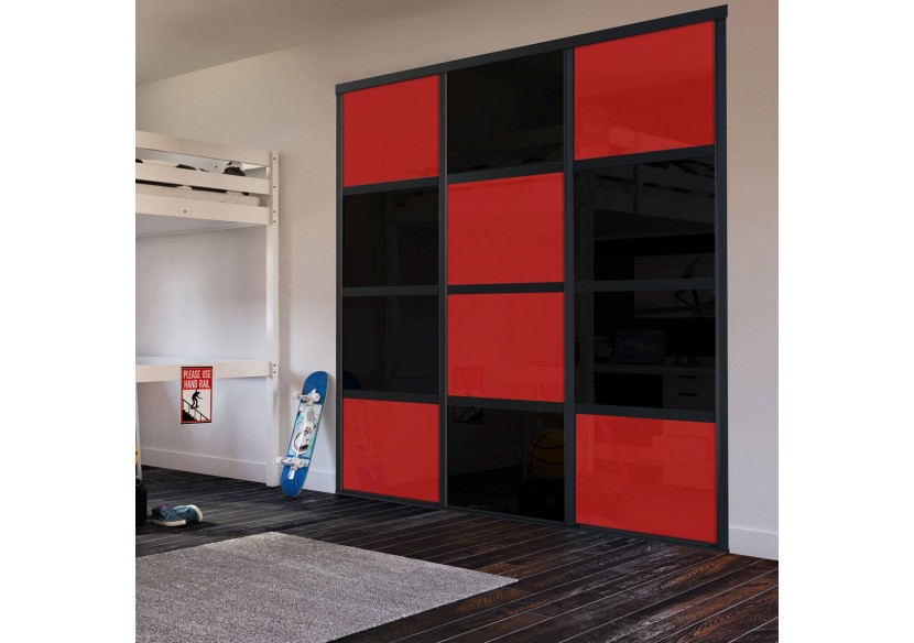 Façade de placard coulissante 3 portes Rio de Janeiro verre laqué - Kazed : Confort'Mat