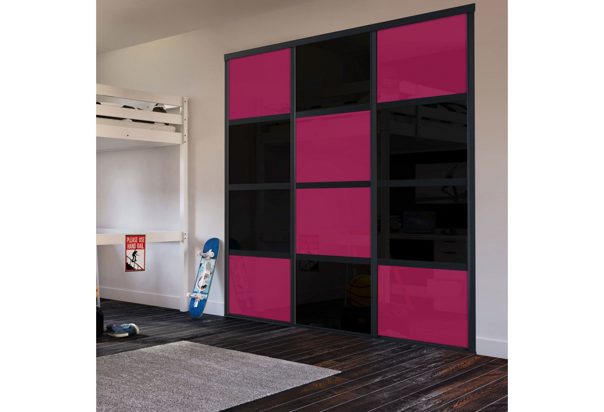 Façade de placard coulissante 3 portes Rio de Janeiro verre laqué - Kazed : Confort'Mat