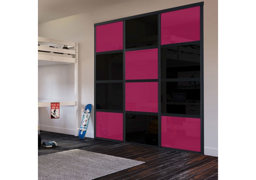 Façade de placard coulissante 3 portes Rio de Janeiro verre laqué - Kazed : Confort'Mat