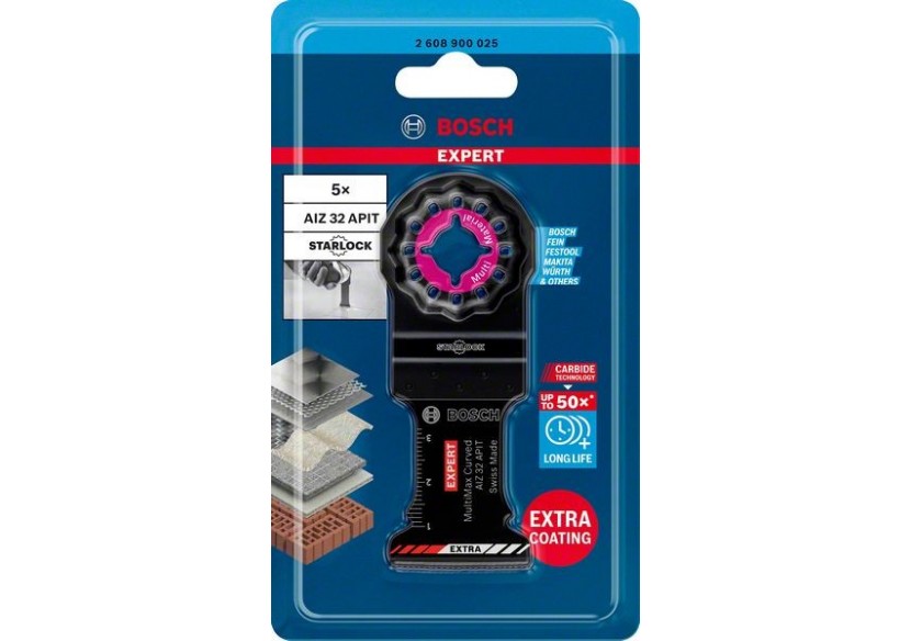 Lame pour outil multifonctions Expert MultiMax AIZ 32 APIT 32 mm 5 pces - 2608900025 - Bosch Lame pour outil multifonctions Expert MultiMax AIZ 32 APIT 32 mm 5 pces - 2608900025 - Bosch