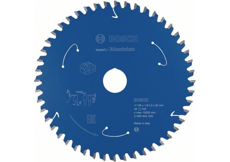 Lame scie circulaire Sans-fil Expert Aluminium 136x20x1,6mm  48D - 2608644535 - Bosch