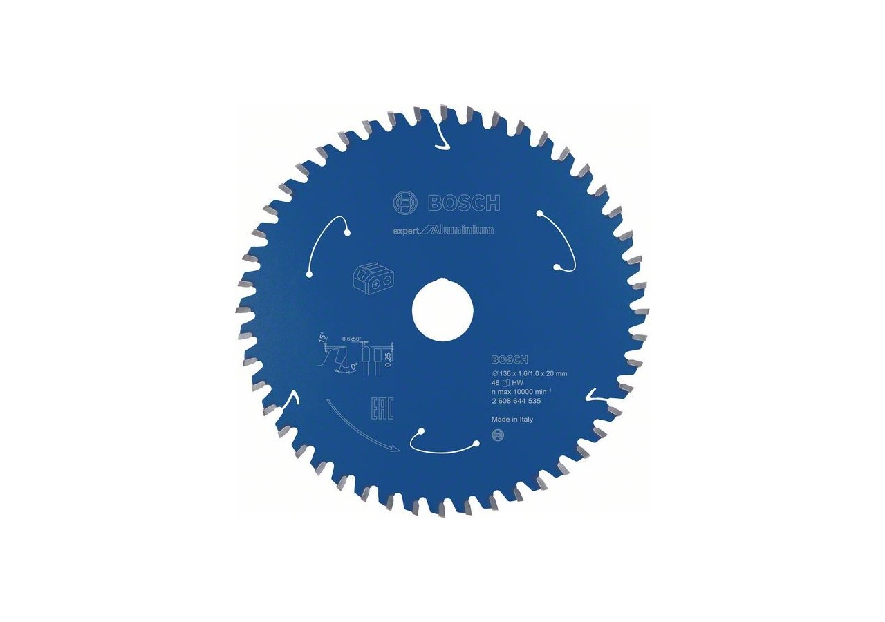 Lame scie circulaire Sans-fil Expert Aluminium 136x20x1,6mm  48D - 2608644535 - Bosch