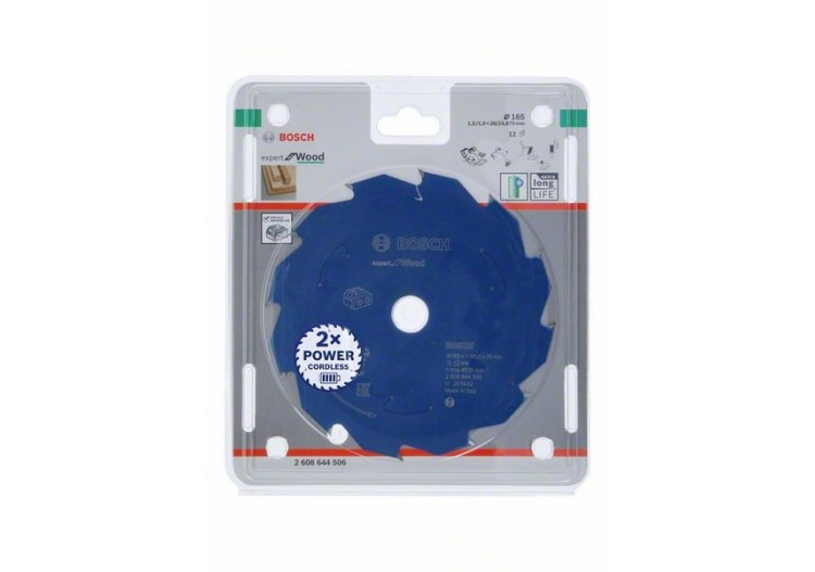 Lame scie circulaire Sans-fil Expert Bois 165x20x1,45mm  12D - 2608644506 - Bosch