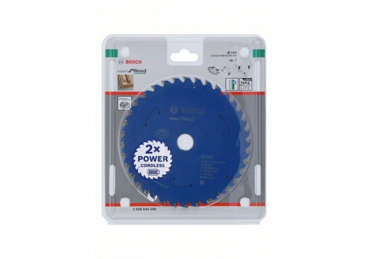 Lame scie circulaire Sans-fil Expert Bois 165x20x1,45mm  36D - 2608644508 - Bosch
