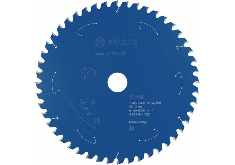 Lame scie circulaire Sans-fil Expert Bois 254x30x2,1mm  48D - 2608644686 - Bosch