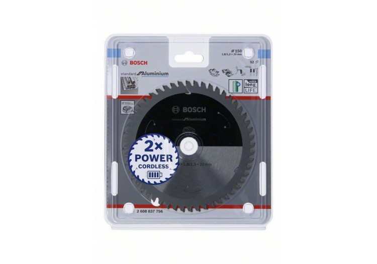 Lame scie circulaire Sans-fil STD Aluminium 150x20x1,8mm  52D - 2608837756 - Bosch