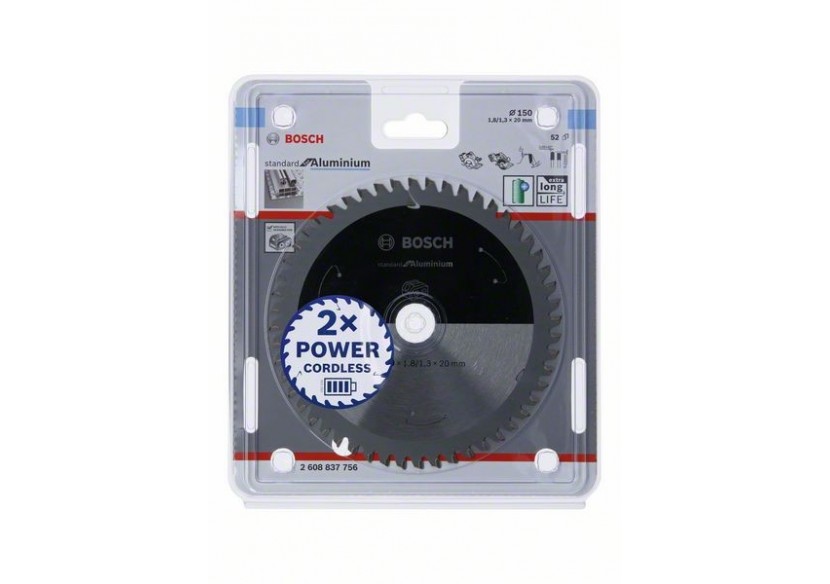 Lame scie circulaire Sans-fil STD Aluminium 150x20x1,8mm  52D - 2608837756 - Bosch Lame scie circulaire Sans-fil STD Aluminium 150x20x1,8mm  52D - 2608837756 - Bosch