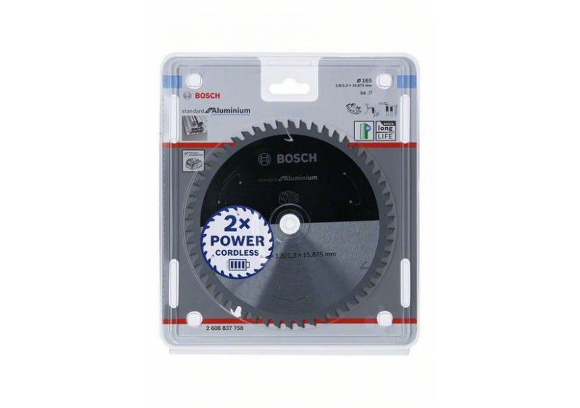 Lame scie circulaire Sans-fil STD Aluminium 165x15,875x1,8mm  54D - 2608837758 - Bosch Lame scie circulaire Sans-fil STD Aluminium 165x15,875x1,8mm  54D - 2608837758 - Bosch