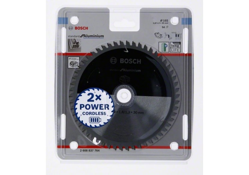Lame scie circulaire Sans-fil STD Aluminium 165x30x1,8mm  54D - 2608837764 - Bosch Lame scie circulaire Sans-fil STD Aluminium 165x30x1,8mm  54D - 2608837764 - Bosch