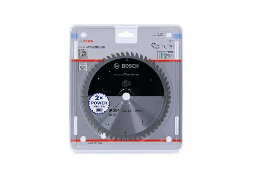 Lame scie circulaire Sans-fil STD Aluminium 184x16x2mm  56D - 2608837766 - Bosch Lame scie circulaire Sans-fil STD Aluminium 184x16x2mm  56D - 2608837766 - Bosch