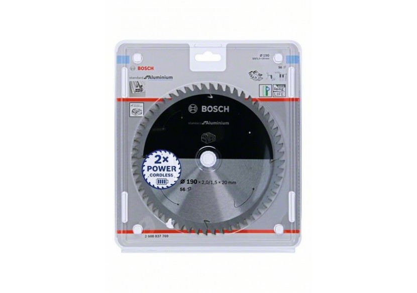 Lame scie circulaire Sans-fil STD Aluminium 190x20x2mm  56D - 2608837769 - Bosch Lame scie circulaire Sans-fil STD Aluminium 190x20x2mm  56D - 2608837769 - Bosch