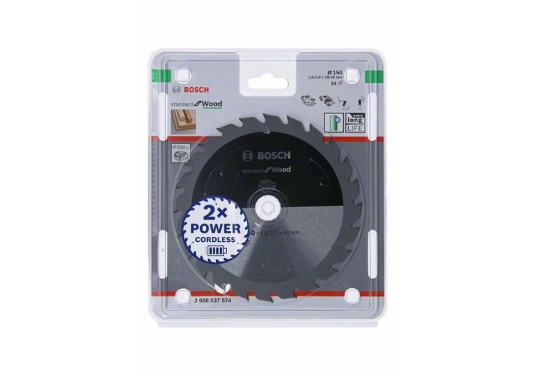 Lame scie circulaire Sans-fil STD Bois 150x20x1,6mm  24D - 2608837674 - Bosch
