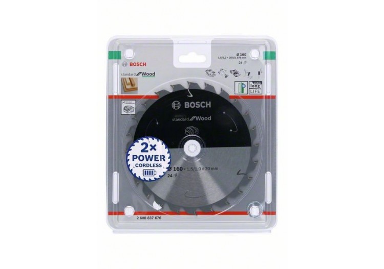 Lame scie circulaire Sans-fil STD Bois 160x20x1,5mm  24D - 2608837676 - Bosch