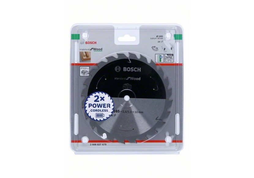 Lame scie circulaire Sans-fil STD Bois 165x10x1,5mm  24D - 2608837679 - Bosch