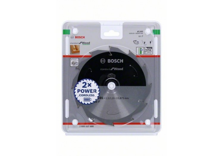 Lame scie circulaire Sans-fil STD Bois 165x15,875x1,5mm  12D - 2608837680 - Bosch