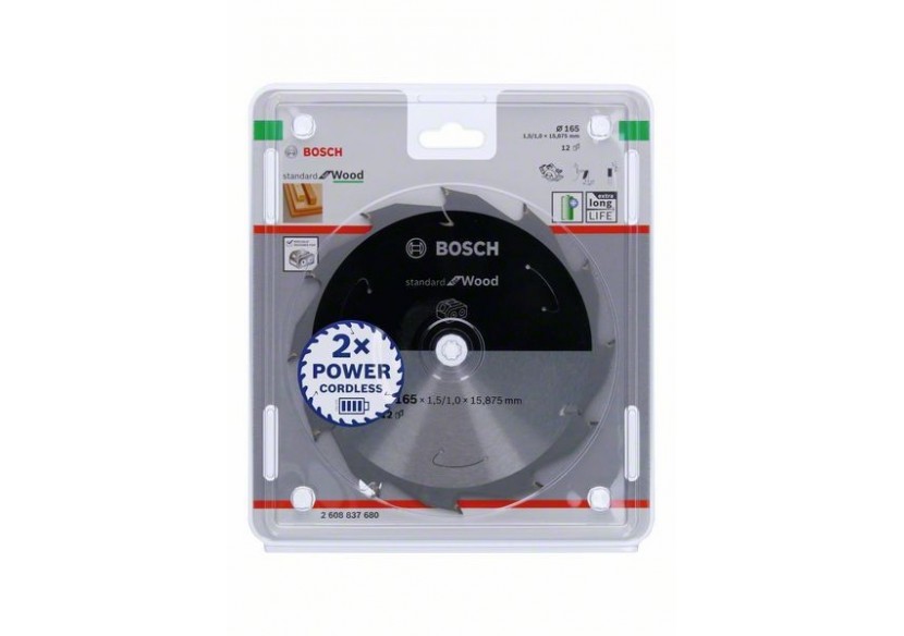 Lame scie circulaire Sans-fil STD Bois 165x15,875x1,5mm  12D - 2608837680 - Bosch