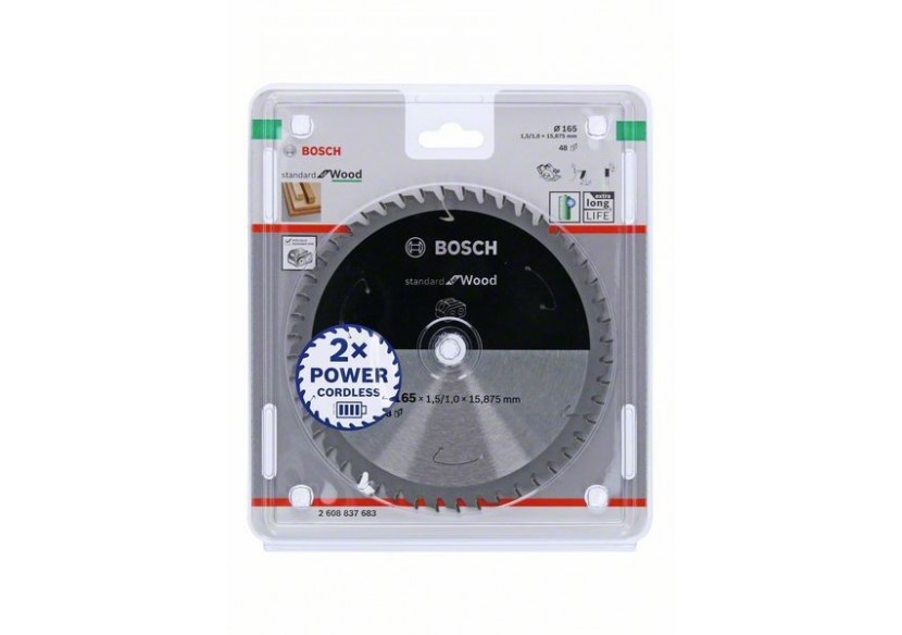 Lame scie circulaire Sans-fil STD Bois 165x15,875x1,5mm  48D - 2608837683 - Bosch Lame scie circulaire Sans-fil STD Bois 165x15,875x1,5mm  48D - 2608837683 - Bosch