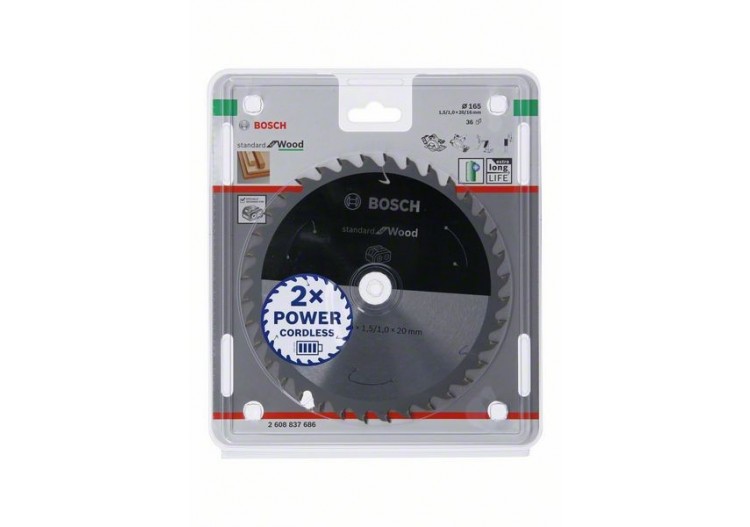 Lame scie circulaire Sans-fil STD Bois 165x20x1,5mm  36D - 2608837686 - Bosch