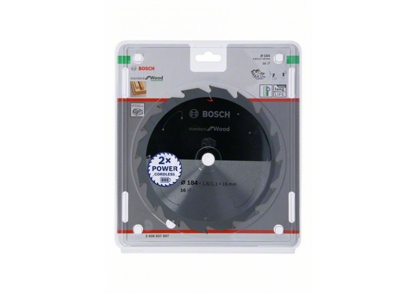 Lame scie circulaire Sans-fil STD Bois 184x16x1,6mm  16D - 2608837697 - Bosch