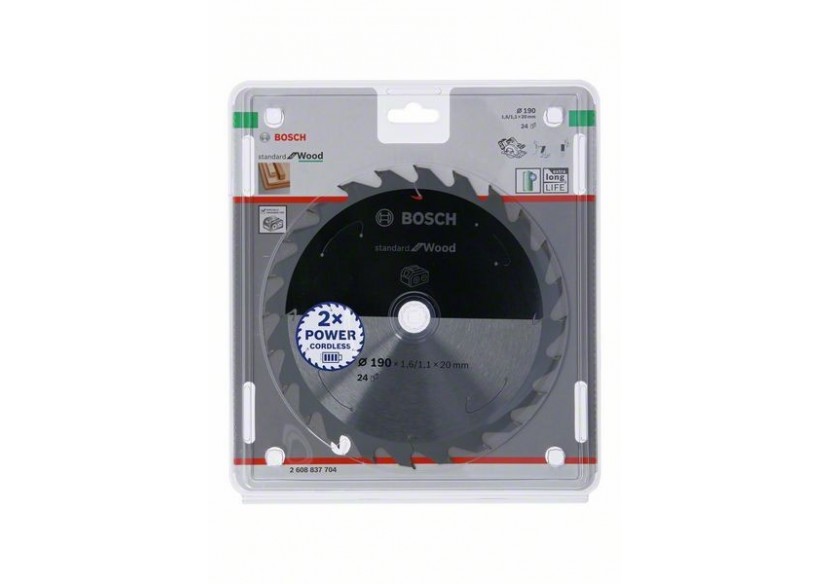 Lame scie circulaire Sans-fil STD Bois 190x20x1,6mm  24D - 2608837704 - Bosch