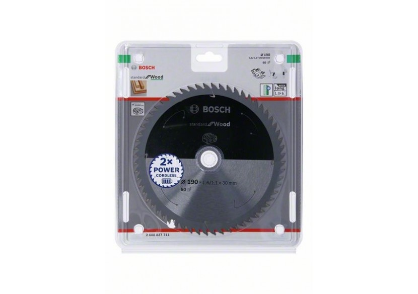 Lame scie circulaire Sans-fil STD Bois 190x30x1,6mm  60D - 2608837711 - Bosch